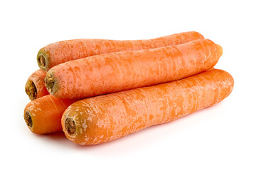 Fresh Carrots, isolated on white background.