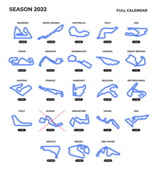 Race tracks, circuit for motorsport and auto sport. Full calendar 2022.