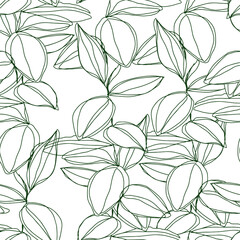 minimalism line art foliage vector seamless pattern