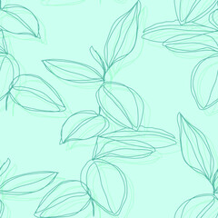 minimalism line art foliage vector seamless pattern
