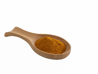 Turmeric powder on a wooden spoon