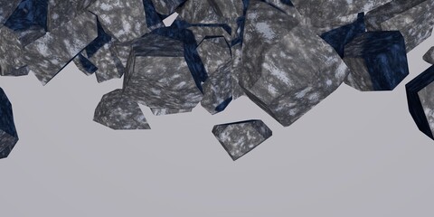 Falling stones. Stone abstract background. 3D rendering