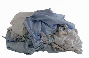 A bunch of clothes on a white background. Lots of clothes