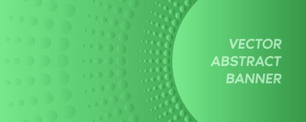 Abstract green vector long banner halftone template  with space for text. Facebook cover, header