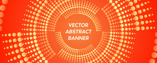 Abstract orange vector long banner halftone template  with space for text. Facebook cover, header
