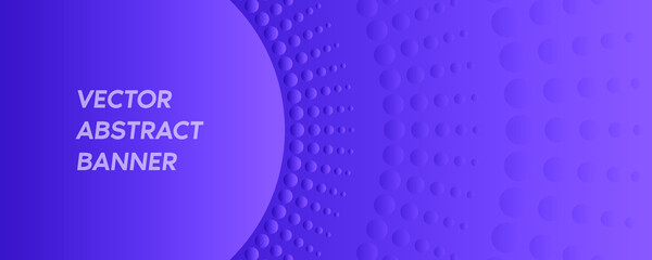 Abstract purple vector long banner halftone template  with space for text. Facebook cover, header