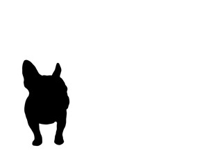 Hand drawn illustrations of French Bulldog shadow, isolated on white background. Design for Wallpaper, Print, Card, Cover, Banner, Logo and Web design.
