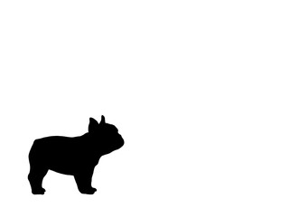 Hand drawn illustrations of French Bulldog shadow, isolated on white background. Design for Wallpaper, Print, Card, Cover, Banner, Logo and Web design.