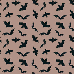 Seamless watercolor Halloween pattern with bats