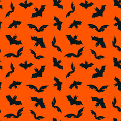 Fototapeta premium Seamless watercolor Halloween pattern with bats