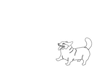 Hand drawn illustrations of corgi dog breed line art  on white background. Minimalist style drawing one line artwork design for Print, Cover, Wallpaper, Banner, Logo, Web design, Minimal wall art.