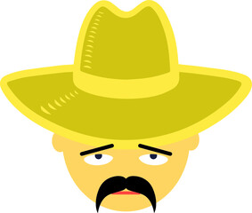 sad cowboy with a mustache in a hat.vector