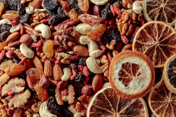Dried fruits and nuts.