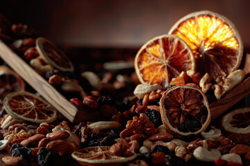 Dried fruits and nuts.