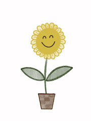 Obraz premium sunflower in a pot drawing