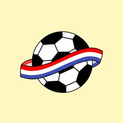 Football themed logo vector design wrapped with the national flag of the Netherlands