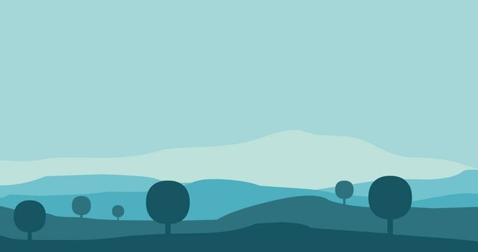animated cartoon mountains background with trees just like in a cartoon game