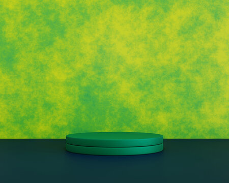 Abstract Shades Of Green 3D Rendered Podium For Product Display