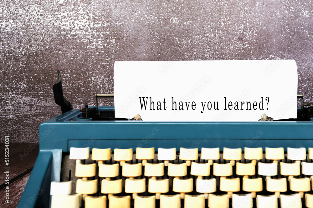 Fototapete what have you learned words typed on an old typewriter. new year concept.