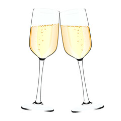 Two Glasses of champagne isolated on a white background