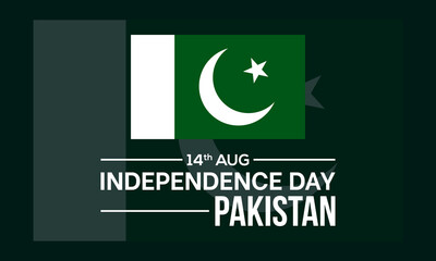 independence Day 14th August. Pakistan Patriotism holiday template for banner, card, poster, background.
