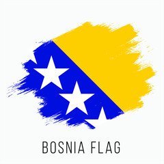 Bosnia Vector Flag. Bosnia Flag for Independence Day. Grunge Bosnia Flag. Bosnia Flag with Grunge Texture. Vector Template.