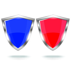 Two shield icons isolated on a white background