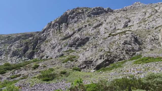 Pared de roca desnuda en el parque natural de la monta&ntilde;a Palentina, Espa&ntilde;a