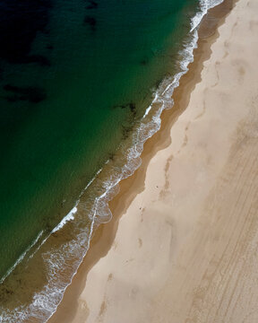 Aerial view of Playa de Comillas, Cantabria, Spain.