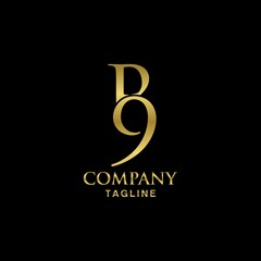 luxury letter b9 gold logo design