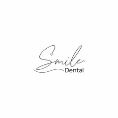 letter text smile dental logo design