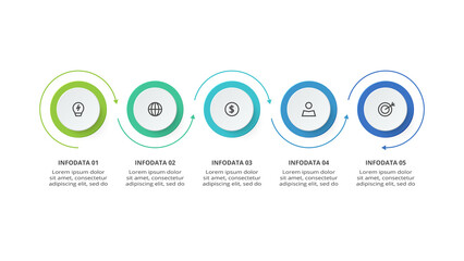 Creative concept for infographic with 5 steps, options, parts or processes. Business data visualization.