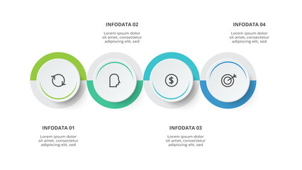 Fototapeta premium Creative concept for infographic with 4 steps, options, parts or processes. Business data visualization.