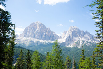 Dolomites range landscape. Summer mountain panorama