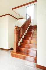 Wooden stairs and handrail