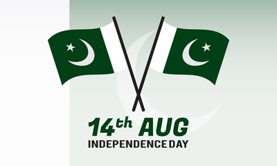 independence Day 14th August. Pakistan Patriotism holiday template for banner, card, poster, background.