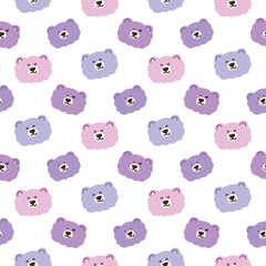 Seamless Pattern of Cartoon Bear Face Design on White Background