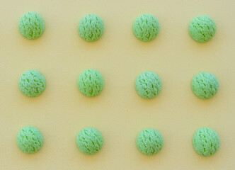 ice creams balls on yellow background