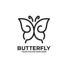 Butterfly outline logo design vector