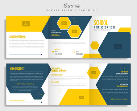 school admission square trifold brochure template