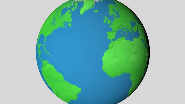 Seamless looping animation of the earth zooming in to the 3d map of Portugal with the capital and the biggest cites in 4K resolution