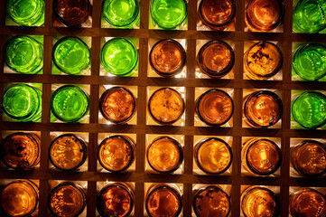 Beer bottles in stand