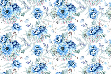 Watercolor Flower Seamless Pattern - 16