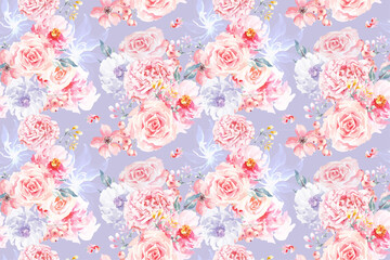 Watercolor Flower Seamless Pattern - 18