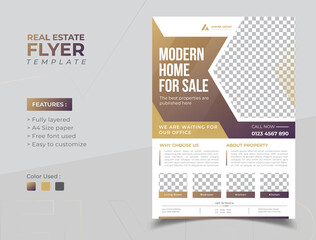 Real Estate Flyer Template Design with trendy gradient color, Dream home poster, Elegant home for sale flyer template