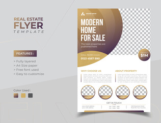 Real Estate Flyer Template Design with trendy gradient color, Dream home poster, Elegant home for sale flyer template