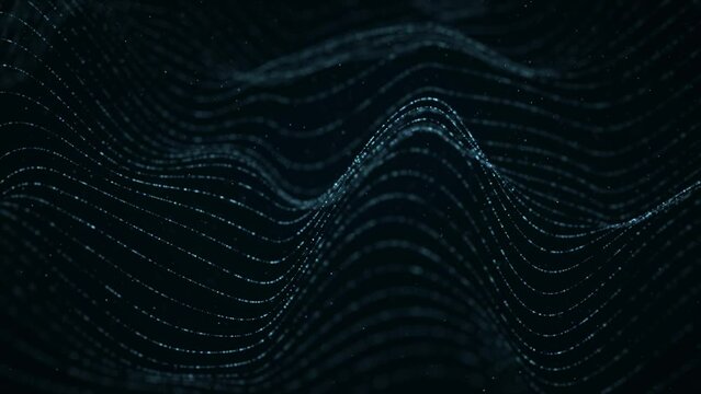 青の抽象的なデジタルの波。3DCGのテクノロジー背景