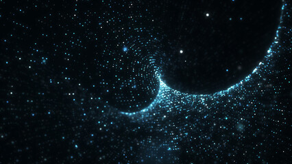 Obraz na płótnie Canvas 青の抽象的なデジタルの波。3DCGのテクノロジー背景