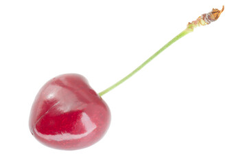 close up of ripe red cherry isolated on white