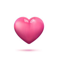 Pink heart. Realistic 3d design icon heart symbol love. 3d Vector illustration
